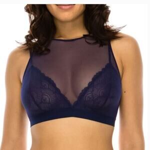 NWT Very Sexy Youmita Floral Lace BLue Mesh Overlay Bralette Fits S/M